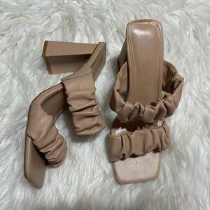Elegant Tan Ruffled Sandals